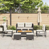 vidaXL Tuinbank Set met kussen 6 pcs Zwart en Crème poly rattan