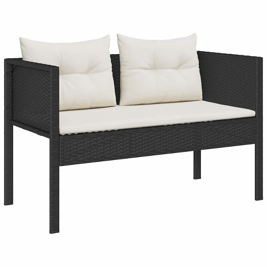 vidaXL Tuinbank Set met kussen 6 pcs Zwart en Crème poly rattan