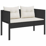 vidaXL Tuinbank Set met kussen 6 pcs Zwart en Crème poly rattan