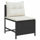 vidaXL Tuinbank Set met kussen 6 pcs Zwart en Crème poly rattan