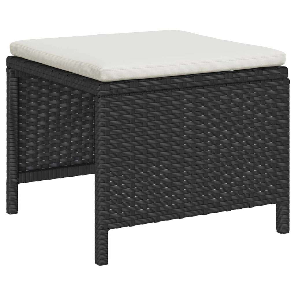 vidaXL Tuinbank Set met kussen 6 pcs Zwart en Crème poly rattan