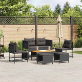 vidaXL Tuinbank Set met kussen 6 pcs Zwart en Crème poly rattan