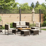 vidaXL Tuinbank Set met kussen 6 pcs Zwart en Crème poly rattan
