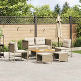 vidaXL Tuinbank Set met kussen 6 pcs Zwart en Crème poly rattan