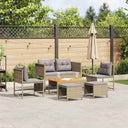 vidaXL Tuinbank Set met kussen 6 pcs Zwart en Crème poly rattan