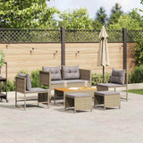 vidaXL Tuinbank Set met kussen 6 pcs Zwart en Crème poly rattan