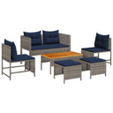 vidaXL Tuinbank Set met kussen 6 pcs Zwart en Crème poly rattan