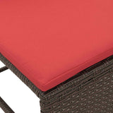 vidaXL Tuinbank Set met kussen 6 pcs Bruin en Rood poly rattan