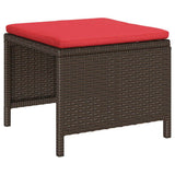 vidaXL Tuinbank Set met kussen 6 pcs Bruin en Rood poly rattan