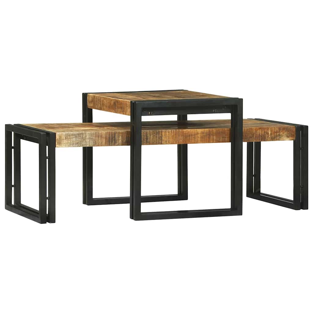vidaXL Salontafel 2 pcs Bruin 48 x 40 x 40 cm Massief Mango Hout