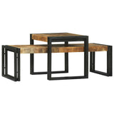 vidaXL Salontafel 2 pcs Bruin 48 x 40 x 40 cm Massief Mango Hout