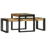 vidaXL Salontafel 2 pcs Bruin 48 x 40 x 40 cm Massief Mango Hout