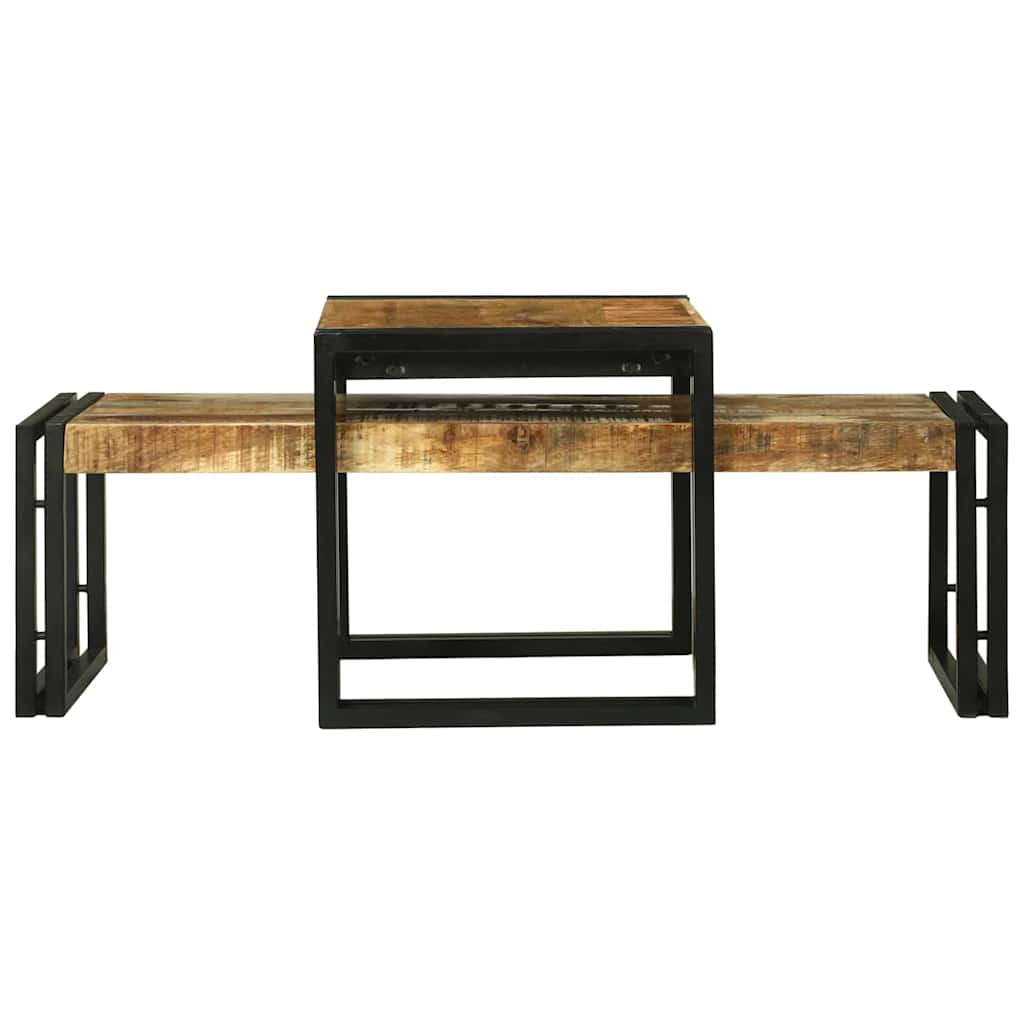 vidaXL Salontafel 2 pcs Bruin 48 x 40 x 40 cm Massief Mango Hout