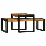 vidaXL Salontafel 2 pcs Bruin 48 x 40 x 40 cm Massief Mango Hout