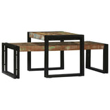 vidaXL Salontafel 2 pcs Bruin 48 x 40 x 40 cm Massief Mango Hout