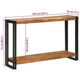 vidaXL Console Table with Shelf Brown 120 x 33 x 75 cm Solid Mango Wood