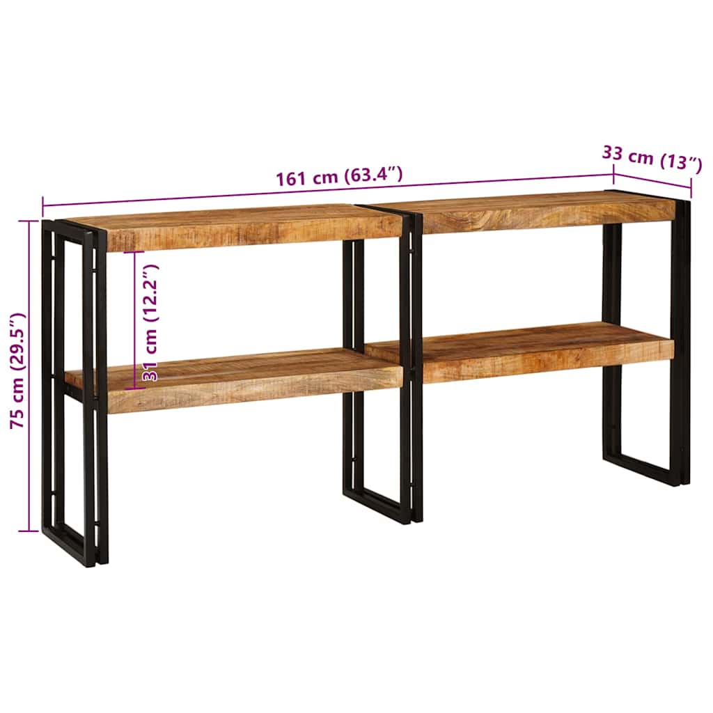 vidaXL Wandtafel met plank Bruin 160 x 33 x 75 cm Massief Mango Hout