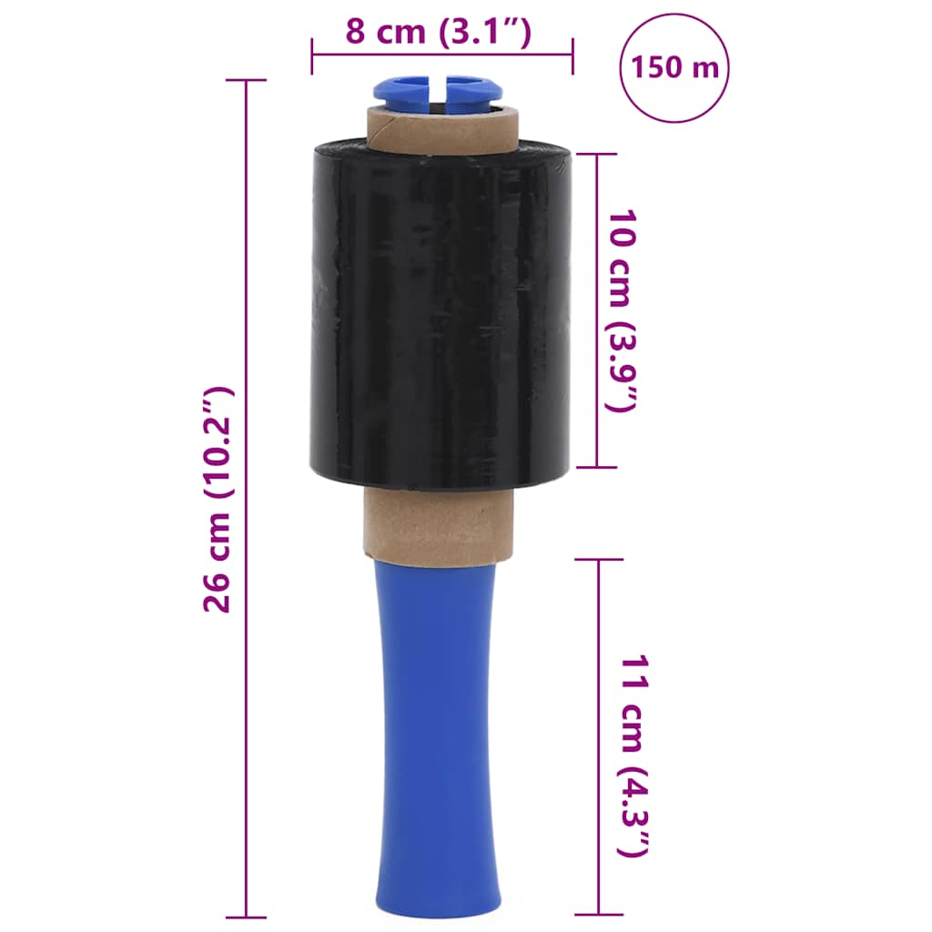vidaXL Stretchfilm met handvat 10 st transparant 23 μm 10 cm x 150 m