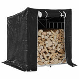 vidaXL Haardhoutrek met regenhoes 100,5x40,5x110,5 cm staal