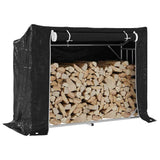 vidaXL Haardhoutrek met regenhoes 100,5x40,5x110,5 cm staal