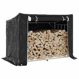 vidaXL Haardhoutrek met regenhoes 100,5x40,5x110,5 cm staal