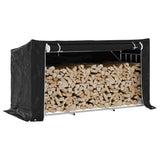 vidaXL Haardhoutrek met regenhoes 100,5x40,5x110,5 cm staal