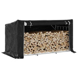 vidaXL Haardhoutrek met regenhoes 100,5x40,5x110,5 cm staal