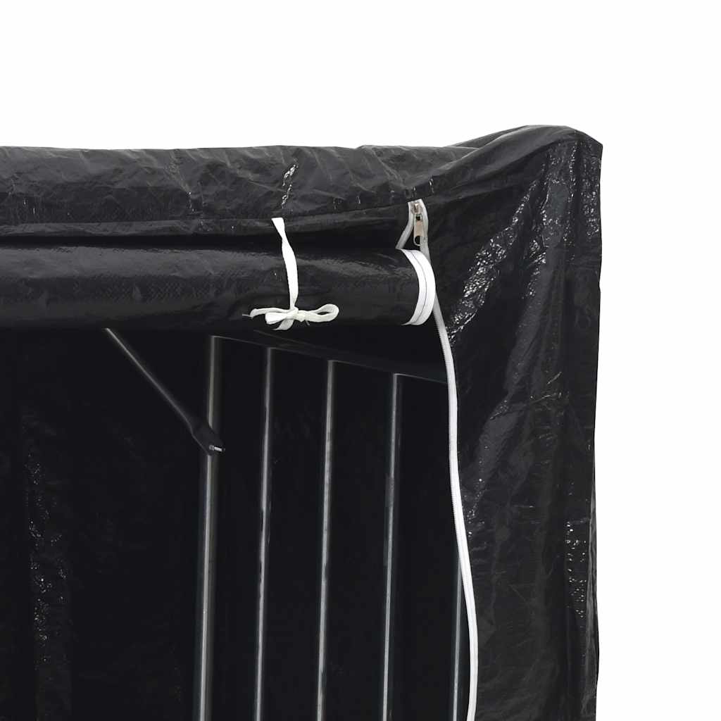 vidaXL Haardhoutrek met regenhoes 100,5x40,5x110,5 cm staal
