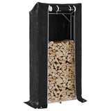 vidaXL Haardhoutrek met regenhoes 100,5x40,5x110,5 cm staal