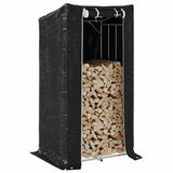 vidaXL Haardhoutrek met regenhoes 100,5x40,5x110,5 cm staal