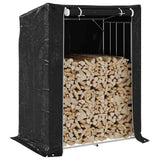 vidaXL Haardhoutrek met regenhoes 100,5x40,5x110,5 cm staal