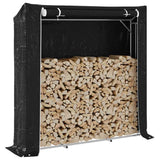 vidaXL Haardhoutrek met regenhoes 100,5x40,5x110,5 cm staal