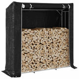 vidaXL Haardhoutrek met regenhoes 100,5x40,5x110,5 cm staal