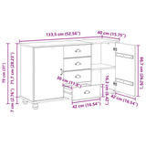 vidaXL Sideboard with Drawer ASKIM 133.5 x 40 x 79 cm Solid Pinewood