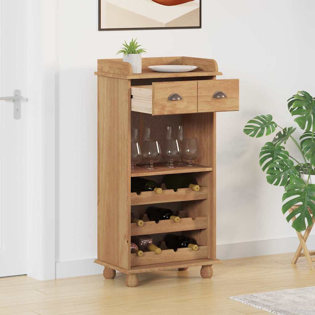 vidaXL Wijnkast ASKIM Honingwas 57 x 37 x 114 cm Massief grenenhout