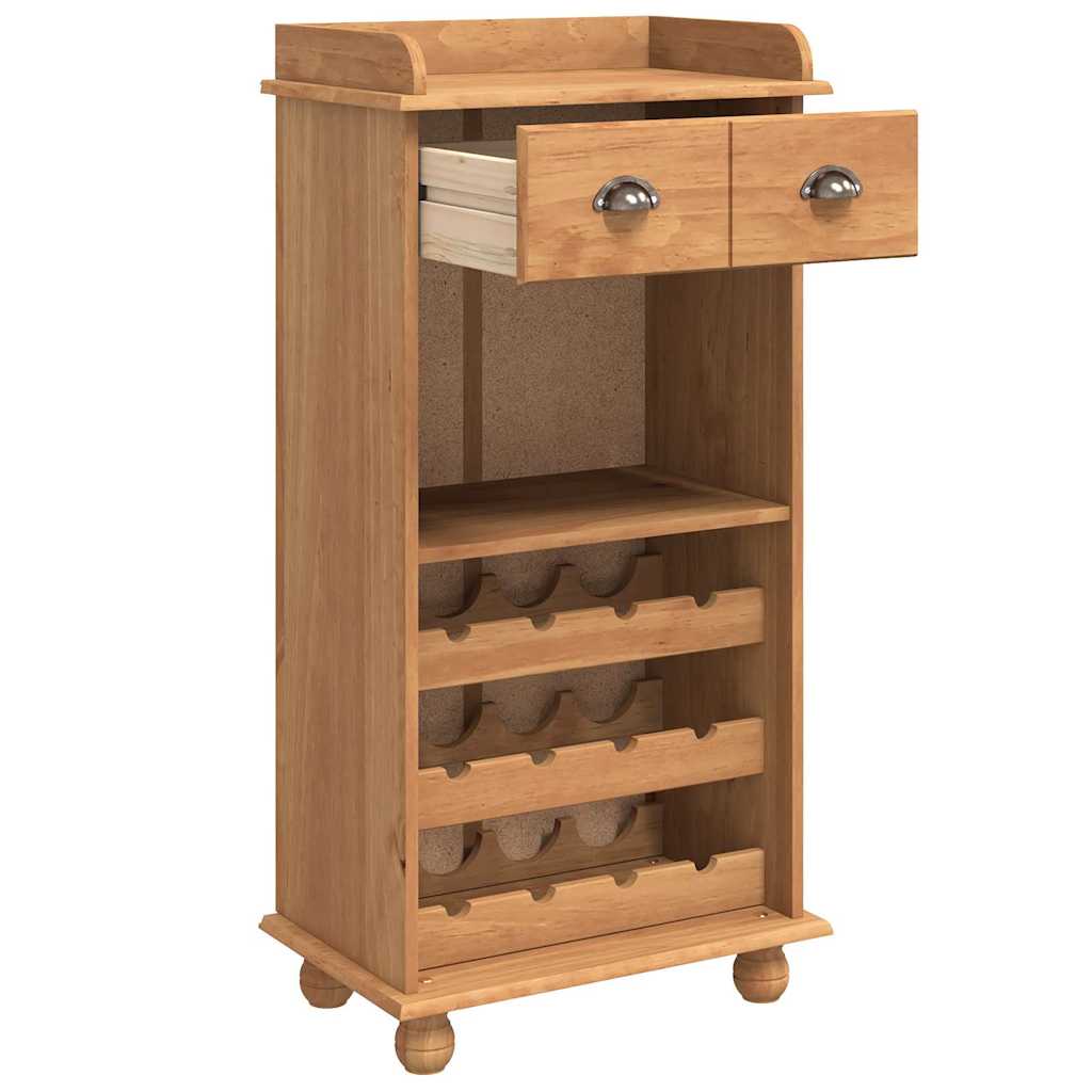 vidaXL Wijnkast ASKIM Honingwas 57 x 37 x 114 cm Massief grenenhout