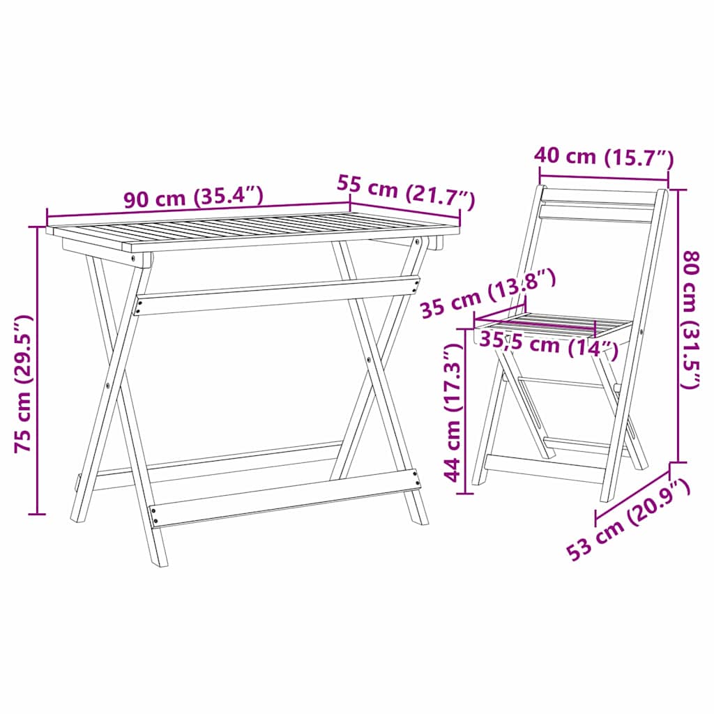 vidaXL Bistroset 5 pcs Olie Natuurlijk Massief Acacia Hout