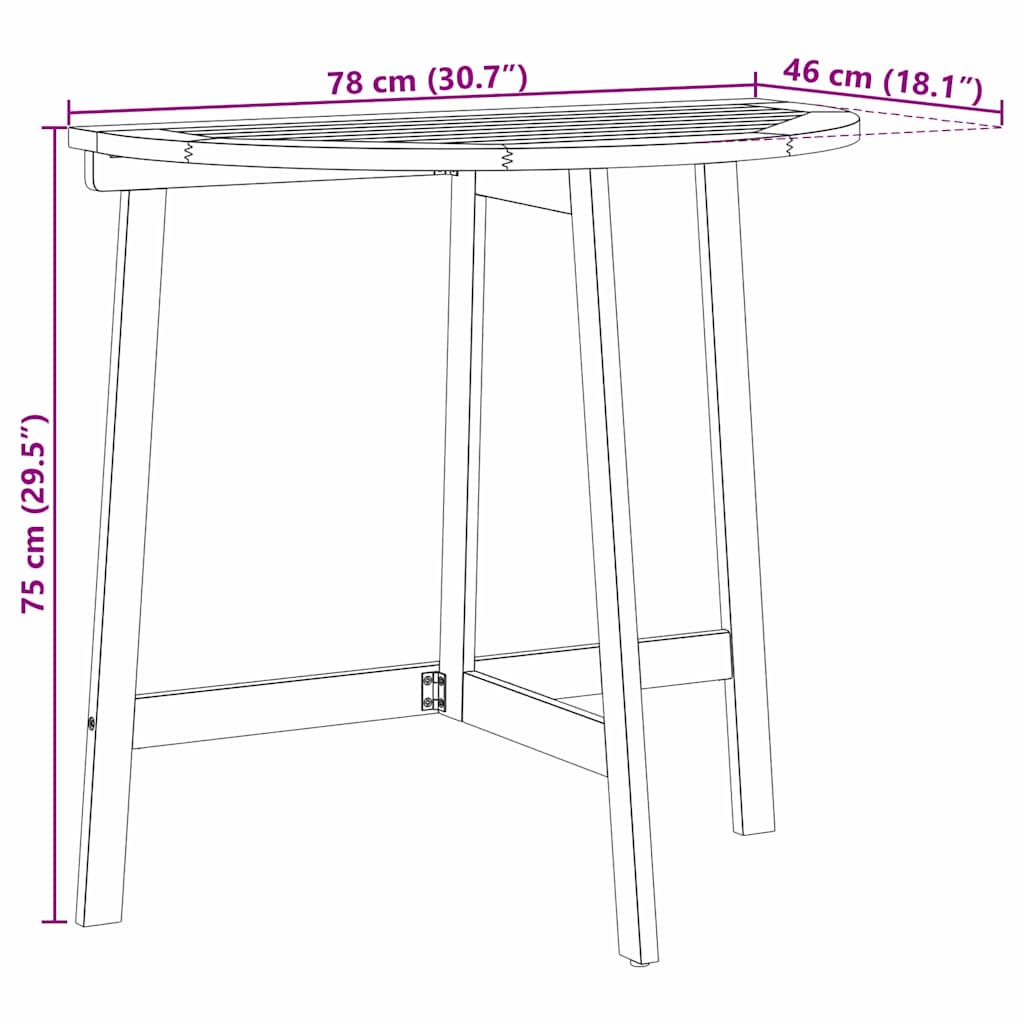 vidaXL Bistroset 3 pcs Olie Natuurlijk Massief Acacia Hout
