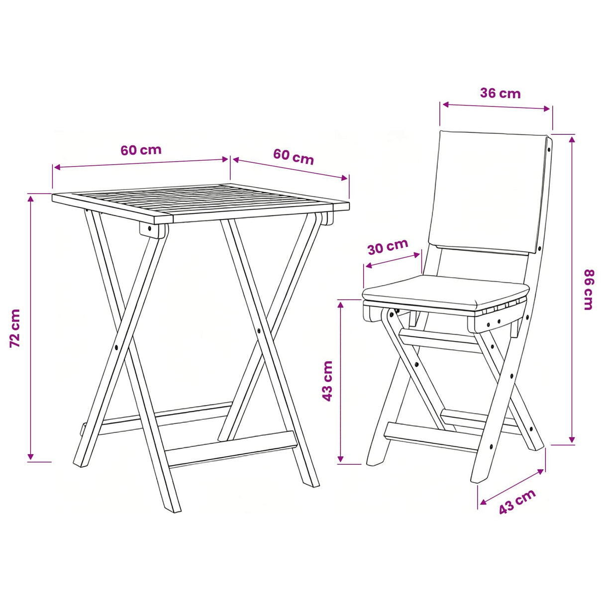 vidaXL Bistroset 3 pcs Olie Natuurlijk Massief Acacia Hout