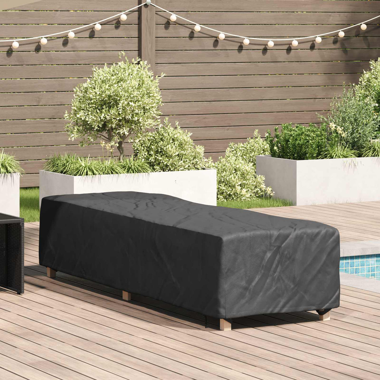 vidaXL Chaises longues Houes Effen Noir 205 x 100 x 70 cm Stof