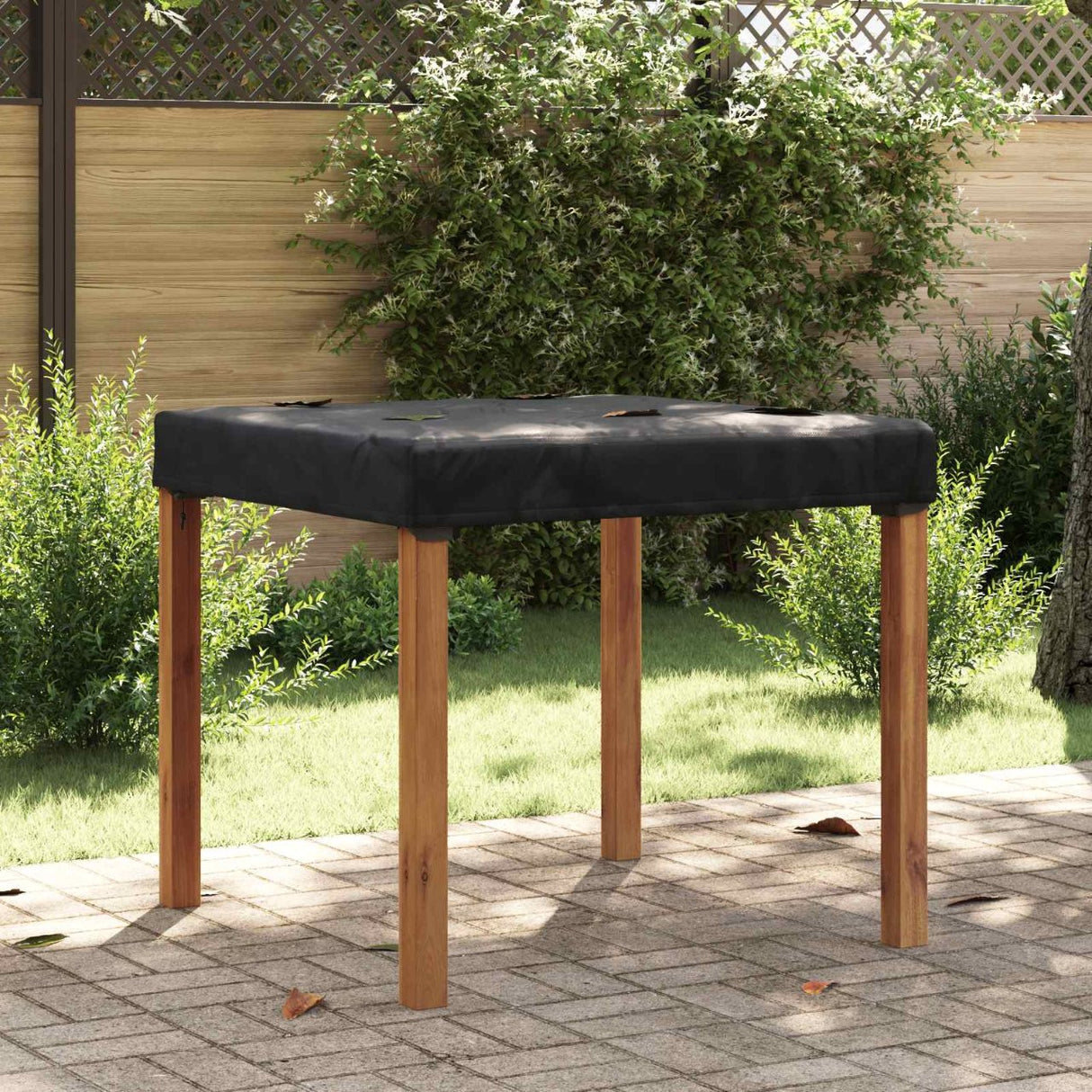 vidaXL Tafel Dekking Effen Zwart 62 x 62 x 15 cm Stof