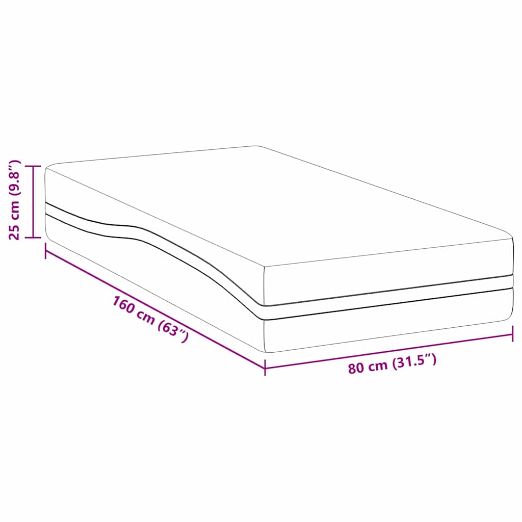 vidaXL Matras Wit en Grijs 80 x 160 cm Jacquard stof