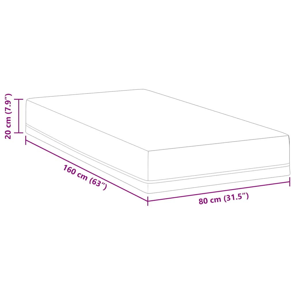 vidaXL Matras Wit en Blauw 80 x 160 cm Jacquard stof