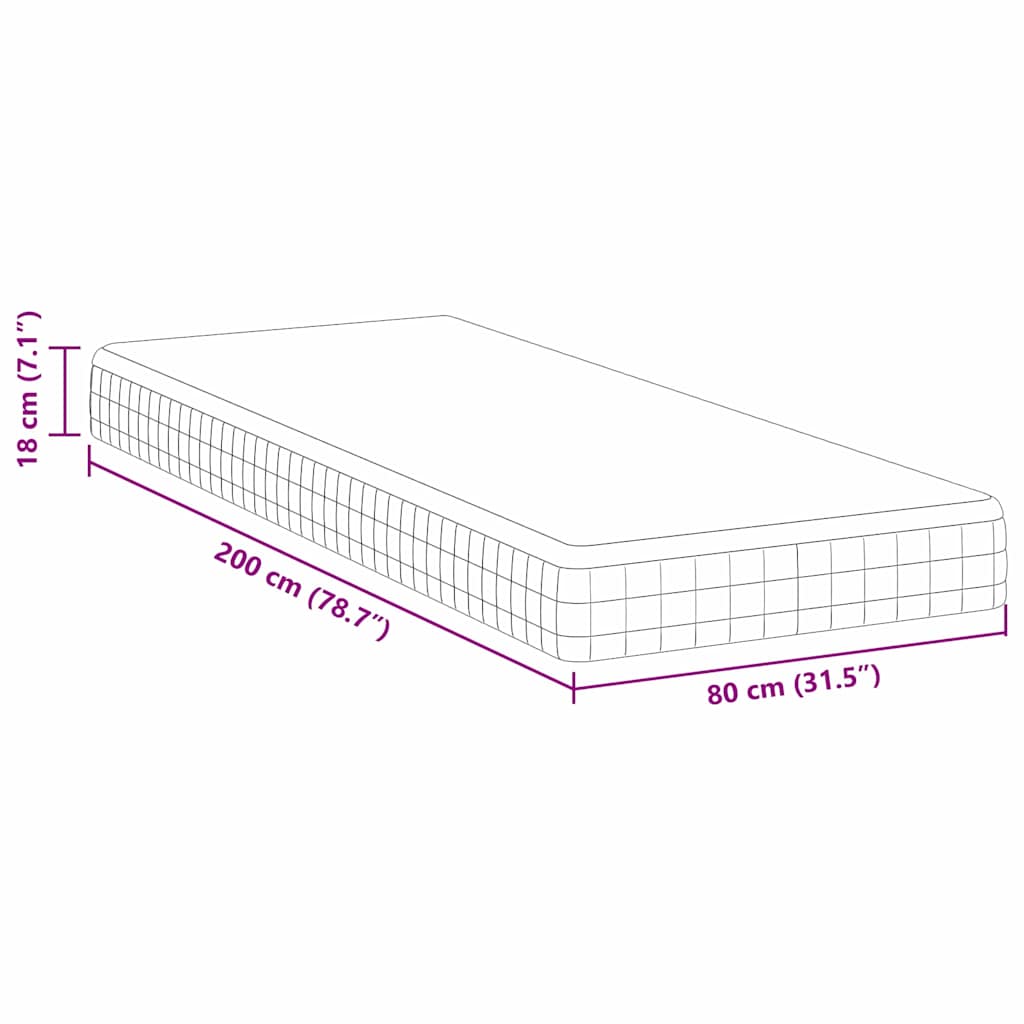 vidaXL Matras Wit en Grijs 70 x 200 cm Bonell Veer