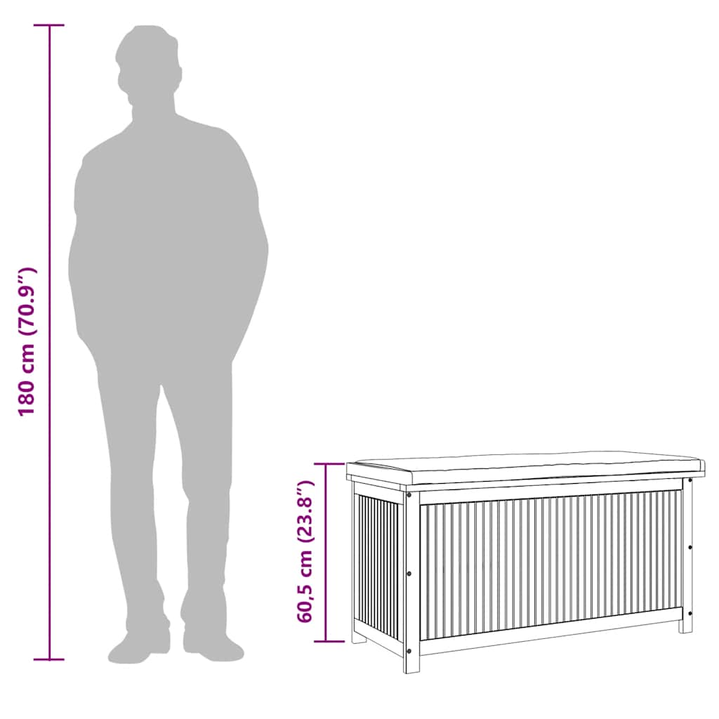 vidaXL Kussenbox voor buiten 60x50x61 cm massief acaciahout