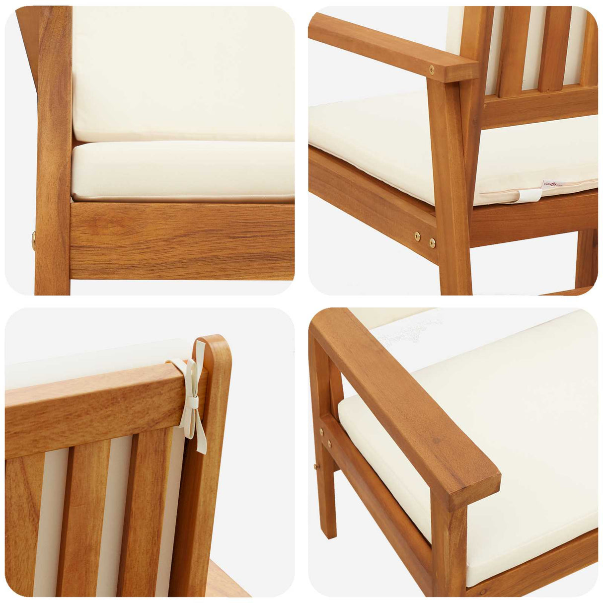 vidaXL Garden Chair with Cushion 2 pcs Cream White Solid Acacia Wood