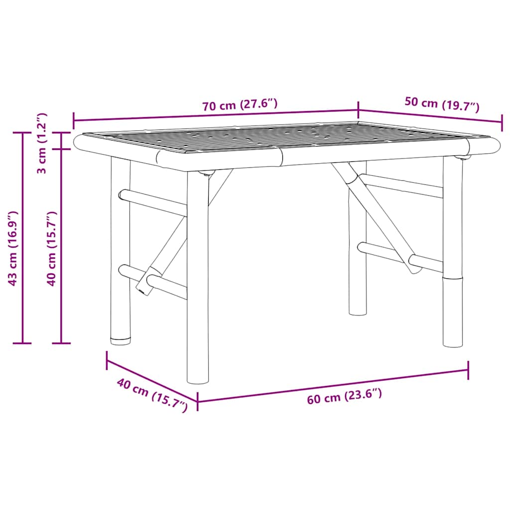 vidaXL Salontafel Bruin 70 x 40 x 36 cm Bamboe