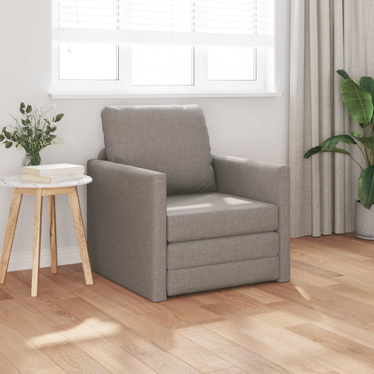 vidaXL Slaapbank vloermodel 2-in-1 112x174x55 cm stof lichtgrijs