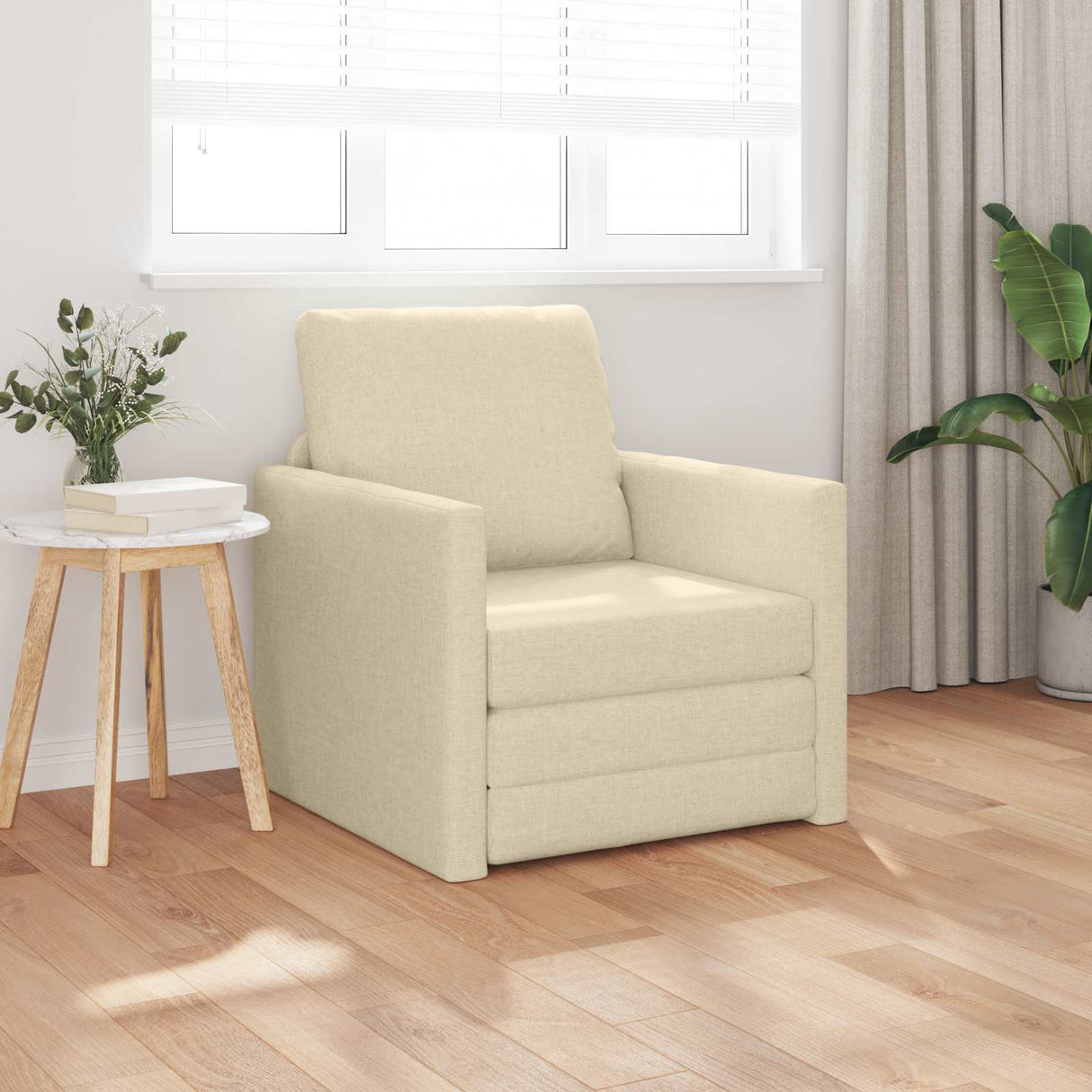 vidaXL Slaapbank vloermodel 2-in-1 112x174x55 cm stof lichtgrijs