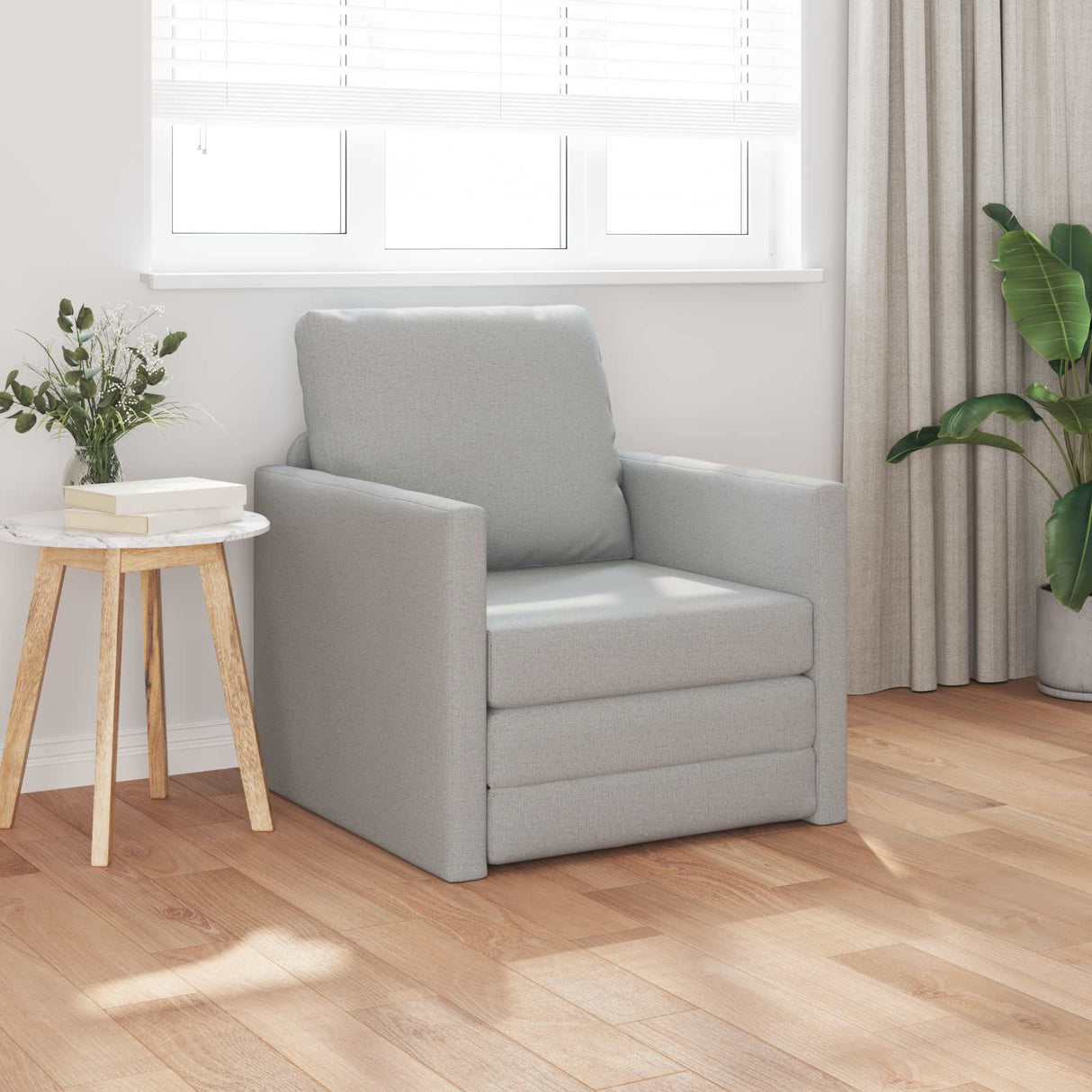 vidaXL Slaapbank vloermodel 2-in-1 112x174x55 cm stof lichtgrijs